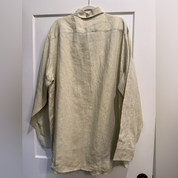 Murano Men's light green patterned linen long sleeve button down - Picture 3 of 9